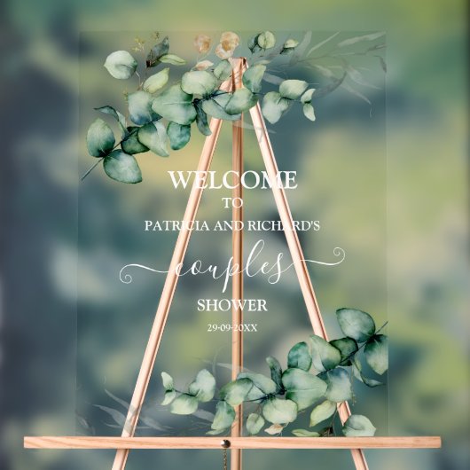 Affiche de bienvenue de douche Couples vertes (Neutre)