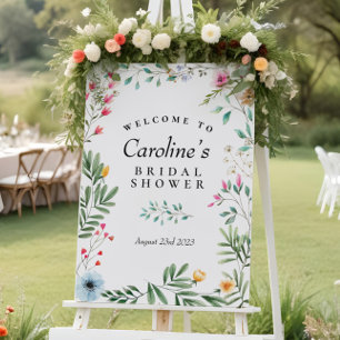 Affiche de bienvenue de douche fleur sauvage