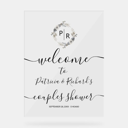 Affiche de bienvenue de douche Monogram Couples (Recto)