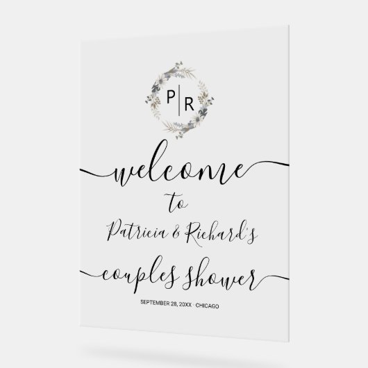 Affiche de bienvenue de douche Monogram Couples (Angle)
