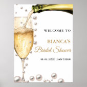 Affiche de bienvenue de douche nuptiale Pearls et  (Devant)