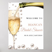 Affiche de bienvenue de douche nuptiale Pearls et (Devant)