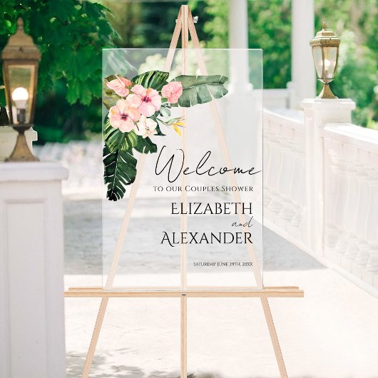 Affiche de bienvenue de douche pour couples acryli