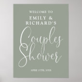 Affiche de bienvenue de douche Sage Green Couples (Devant)