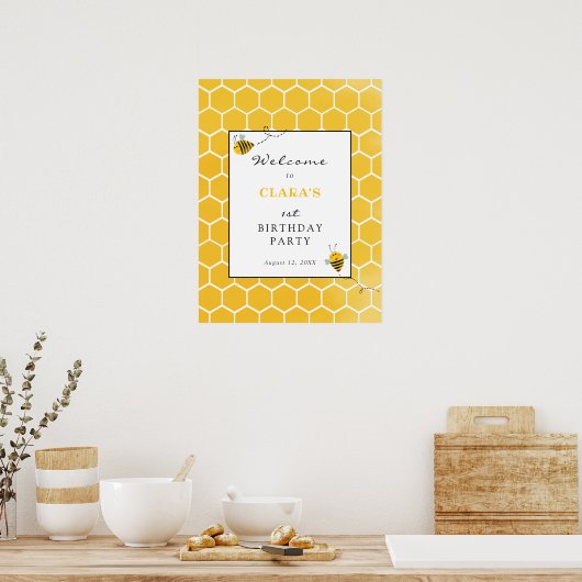 Affiche de bienvenue de fête d'anniversaire d'abei (Cuisine)