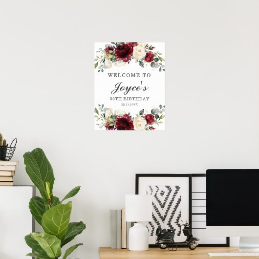 Affiche de bienvenue de fête d'anniversaire de l'i (Bureau à domicile)