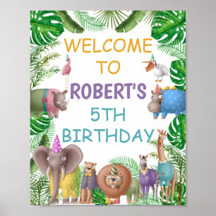 Affiche de bienvenue de fête d'anniversaire Safari