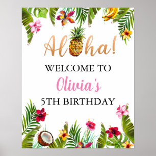 Affiche de bienvenue de fête d'anniversaire tropic