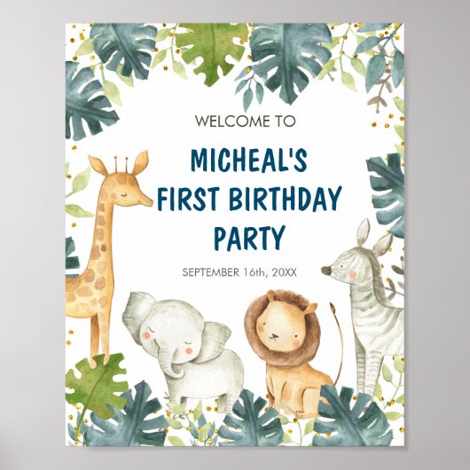 Affiche de bienvenue de fête d'anniversaire Wild O (Devant)