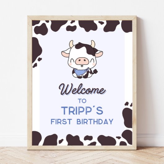 Affiche de bienvenue de fête de la vache anniversa