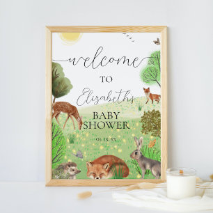 Affiche de bienvenue de fête des animaux de bois m