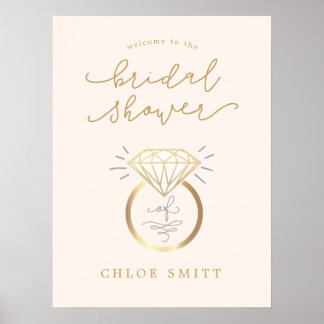 Affiche de bienvenue de Fête des mariées, bague de