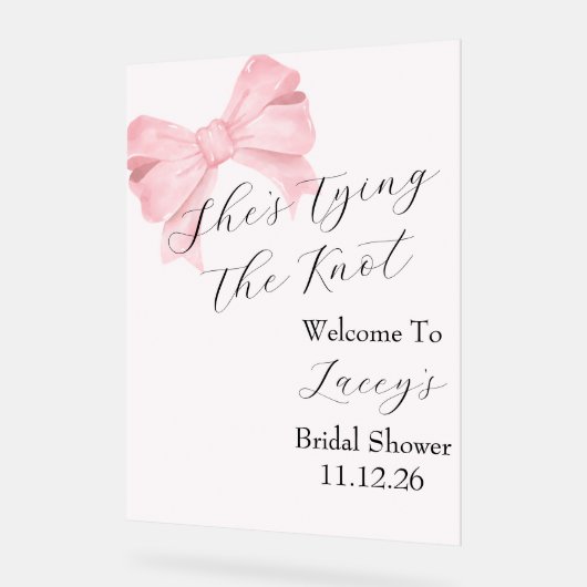 Affiche de bienvenue de Fête des mariées rose Bow (Angle)