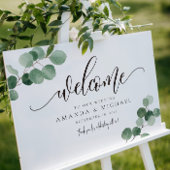 Affiche de bienvenue de feuilles d'eucalyptus vert