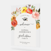 Affiche de bienvenue de graduation en fleurs flora (Angle)