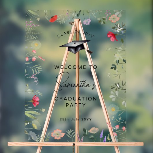 Affiche de bienvenue de graduation Fleur sauvage a (Neutre)