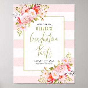 Affiche de bienvenue de graduation florale en rayu