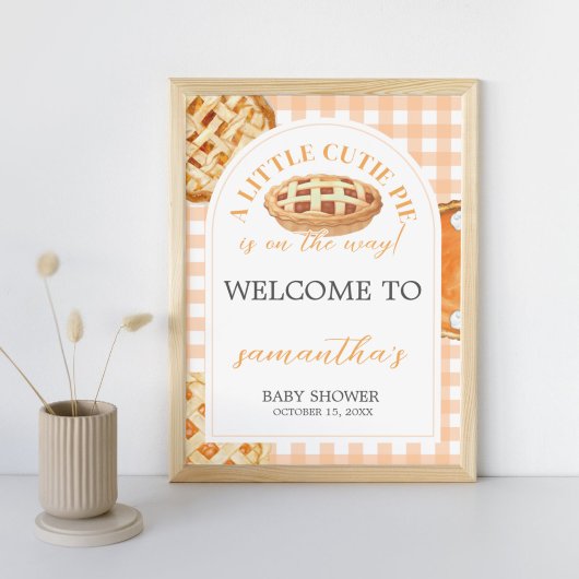 Affiche de bienvenue de l' du Baby shower à tarte 