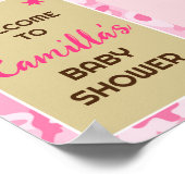 Affiche de bienvenue de la fête Camo rose modifiab (Coin)