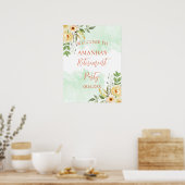 Affiche de bienvenue de la fête de retraite floral (Cuisine)