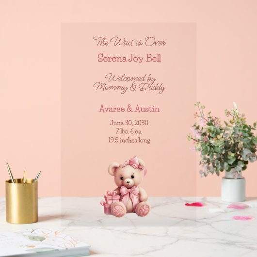 Affiche de bienvenue de la petite fille (Mariage)