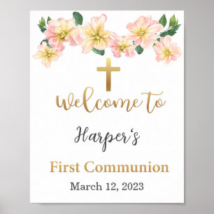 Affiche de bienvenue de la première communion, aff