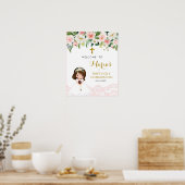 Affiche de bienvenue de la première communion fleu (Cuisine)