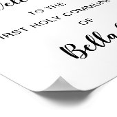 Affiche de bienvenue de la première communion rose (Coin)