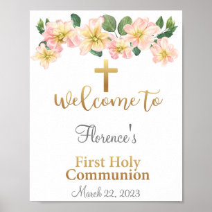 Affiche de bienvenue de la première sainte communi