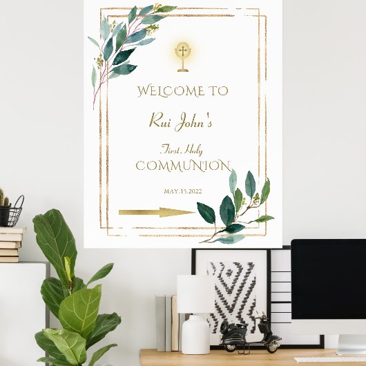 Affiche de bienvenue de la sainte communion Feuill (Bureau à domicile)