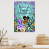 Affiche de bienvenue de l'Baby shower Afro Mermaid (Cuisine)