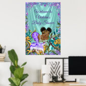 Affiche de bienvenue de l'Baby shower Afro Mermaid (Bureau à domicile)