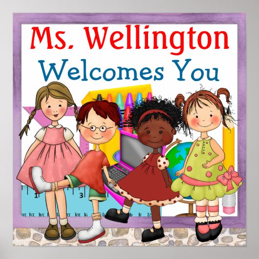 Affiche de bienvenue de l'enseignant scolaire - SR (Devant)