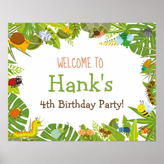 Affiche de bienvenue de l'insecte de bogue (Devant)