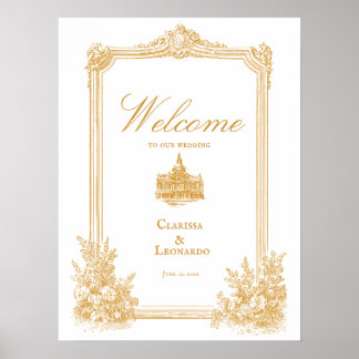 Affiche de bienvenue de mariage à bordure ornée vi