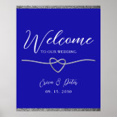 Affiche de bienvenue de mariage bleu royal (Devant)