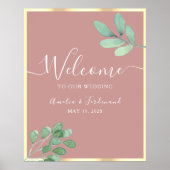 Affiche de bienvenue de mariage Boho Greenery Dust (Devant)