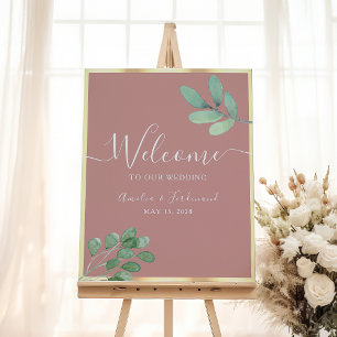 Affiche de bienvenue de mariage Boho Greenery Dust