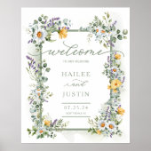 Affiche de bienvenue de mariage colorée Fleur sauv (Devant)