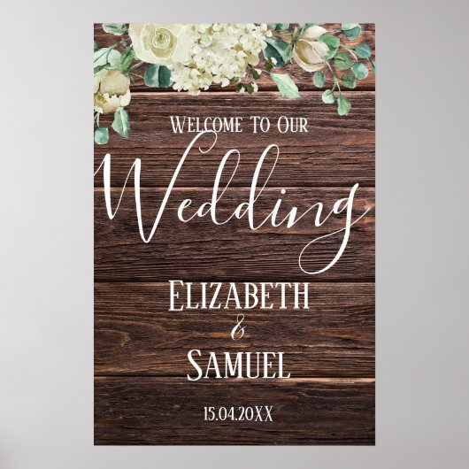 Affiche de bienvenue de mariage d'aquarelle en boi (Devant)