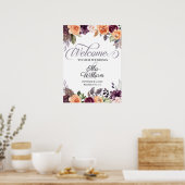 Affiche de bienvenue de Mariage de automne floral  (Cuisine)