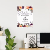 Affiche de bienvenue de Mariage de automne floral  (Bureau à domicile)