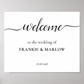 Affiche de bienvenue de Mariage de script élégant  (Devant)