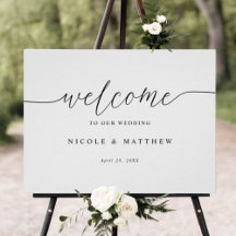 Affiche de bienvenue de Mariage de script élégant 