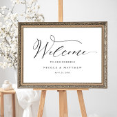 Affiche de bienvenue de Mariage de script élégant 