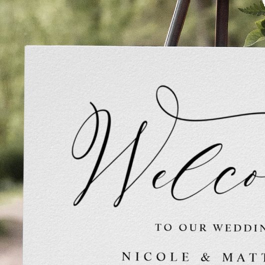 Affiche de bienvenue de Mariage de script élégant 