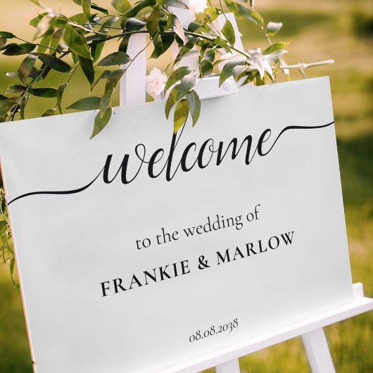 Affiche de bienvenue de Mariage de script élégant 