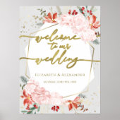 Affiche de bienvenue de mariage d'hiver Aquarelle  (Devant)