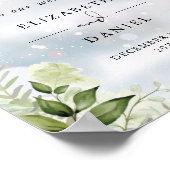 Affiche de bienvenue de mariage d'hiver verdoyante (Coin)