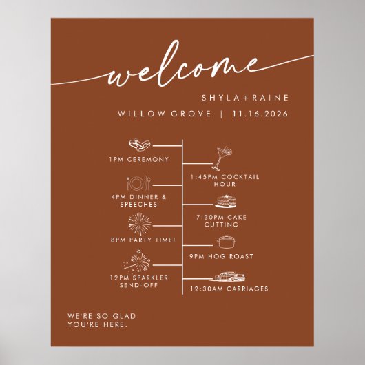 Affiche de bienvenue de mariage DIY Boho Chic Terr (Devant)